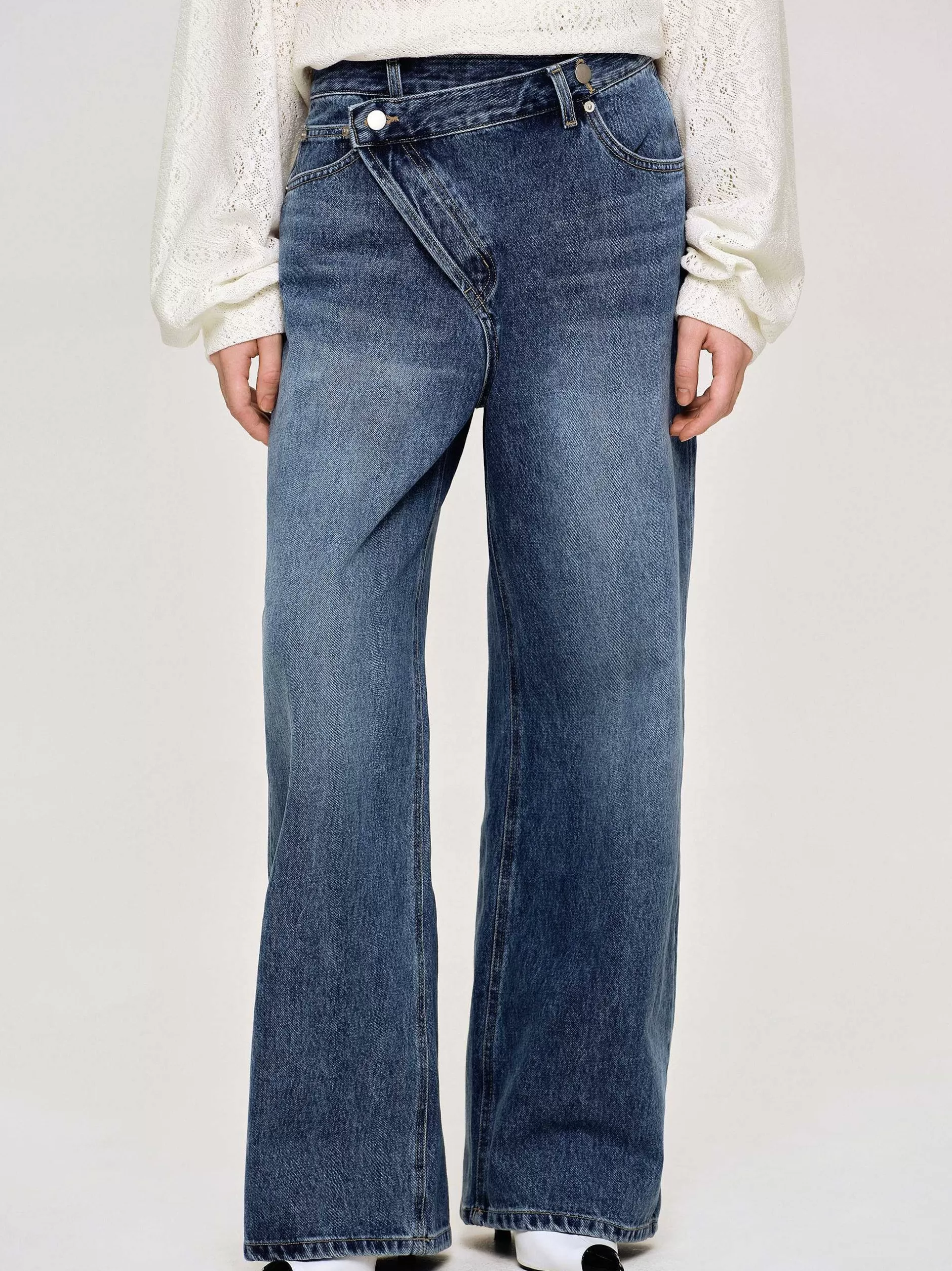 Hot Crossover-Jeans, Donkere Steenwassing Vrouwen Kleding