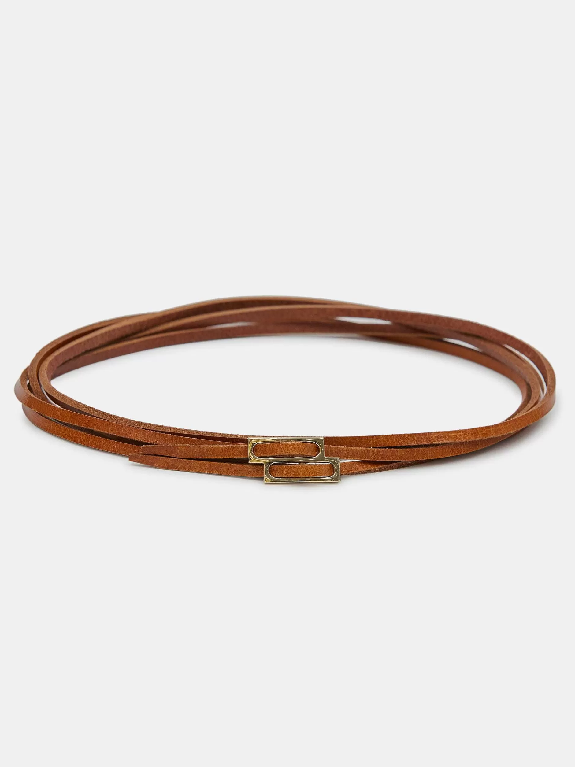 Hot Dubbele Dunne Leren Riem, Lichtbruin Vrouwen Accessoires