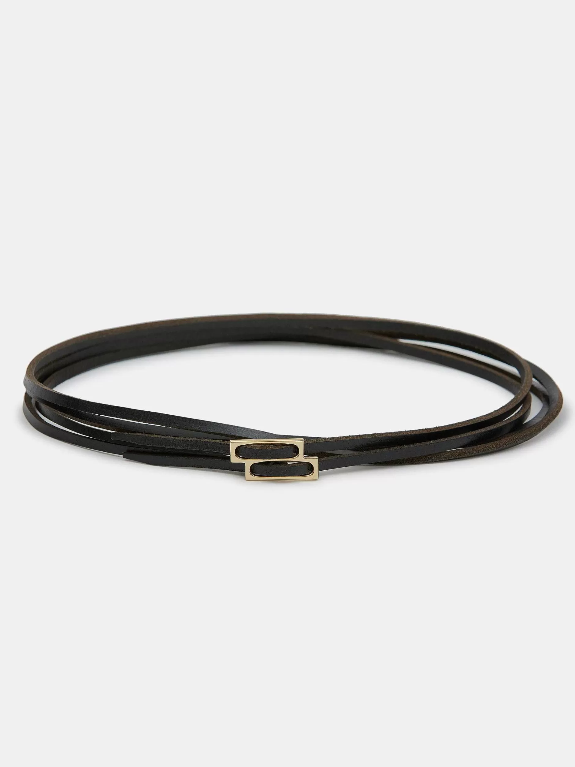 Outlet Dubbele Dunne Leren Riem, Zwart Vrouwen Accessoires