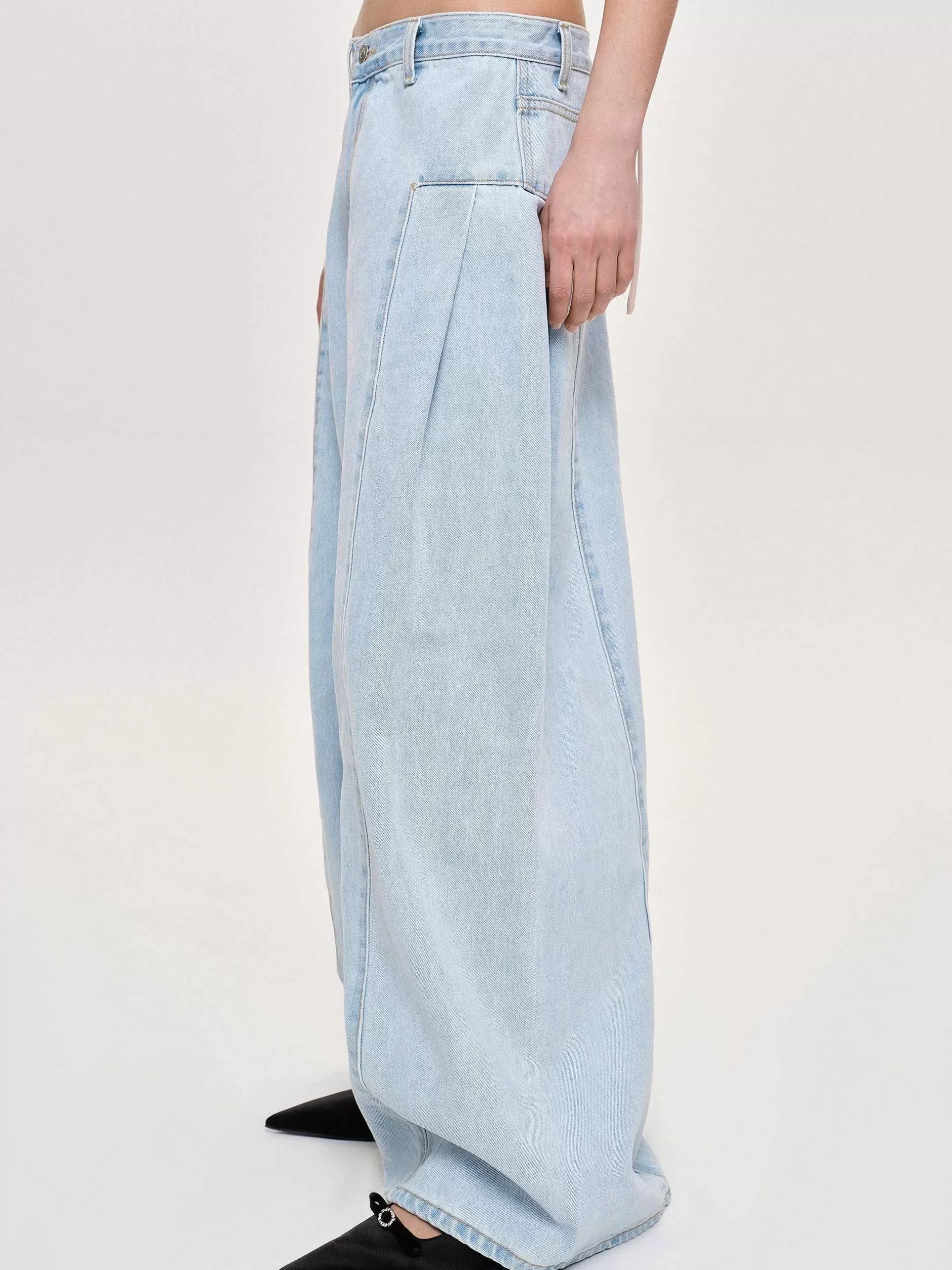 Outlet Dubbelzijdige Oversized Jeans, Lichtblauw Vrouwen Kleding