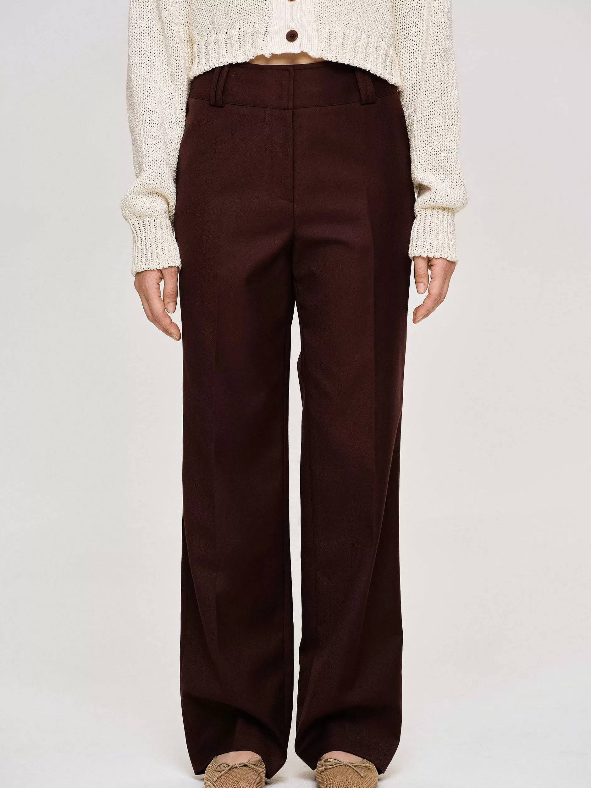 Fashion Gabardine Pantalon, Merlot Bruin Vrouwen Kleding