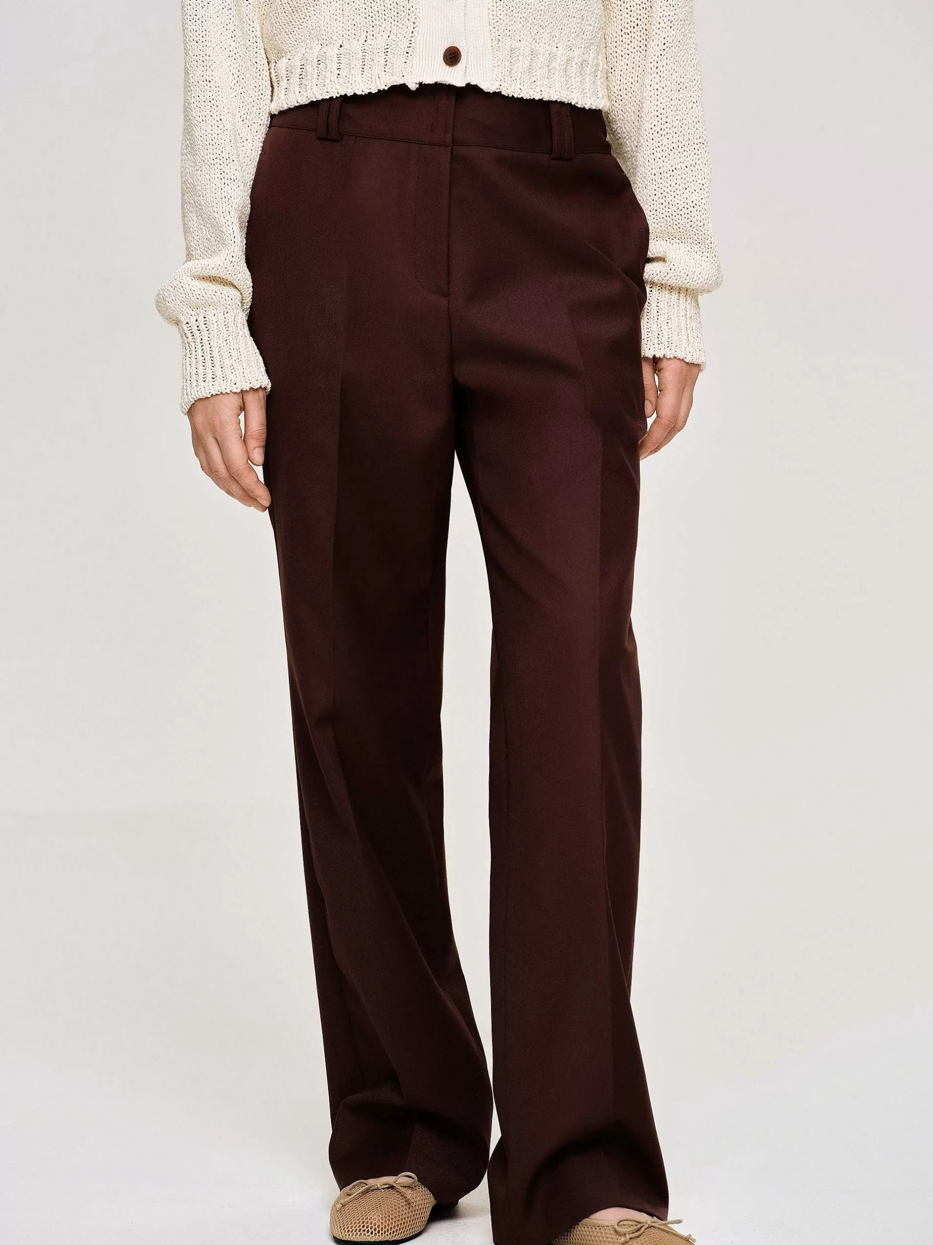 Fashion Gabardine Pantalon, Merlot Bruin Vrouwen Kleding