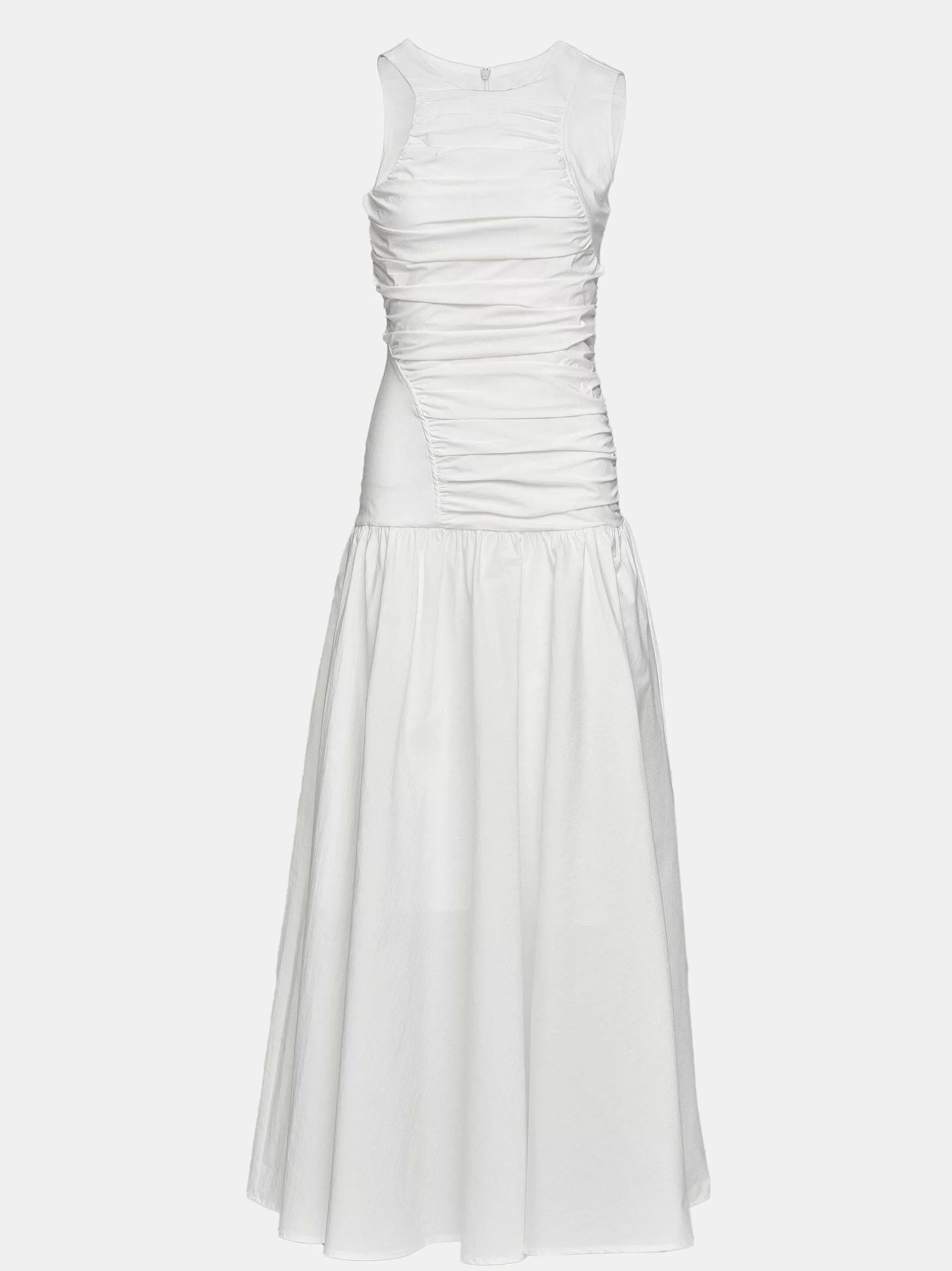Online Jurk Met Verlaagde Taille En Ruches, Gebroken Wit Vrouwen Accessoires