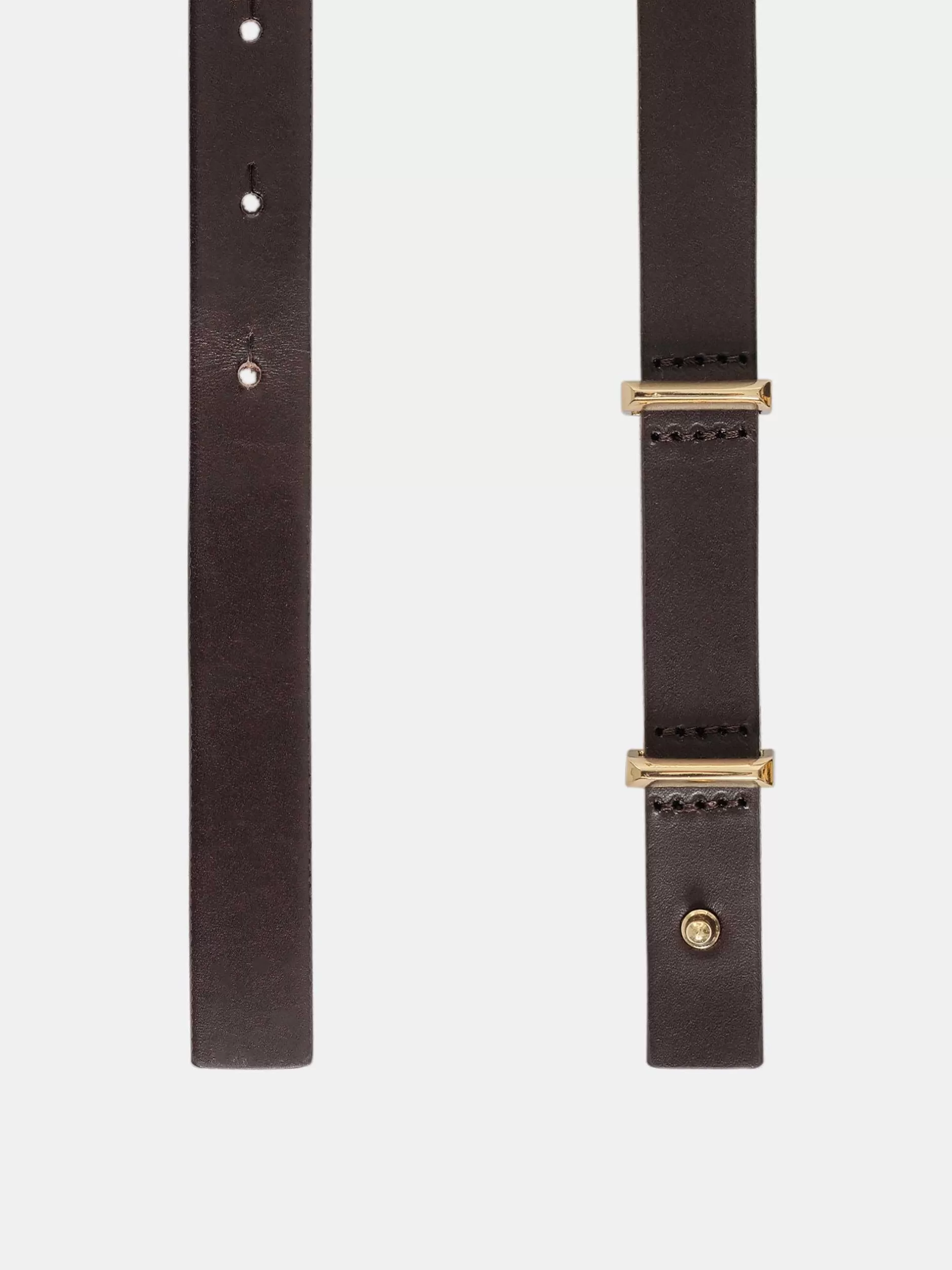 Best Kalfsleren Skinny Riem, Bruin Vrouwen Accessoires