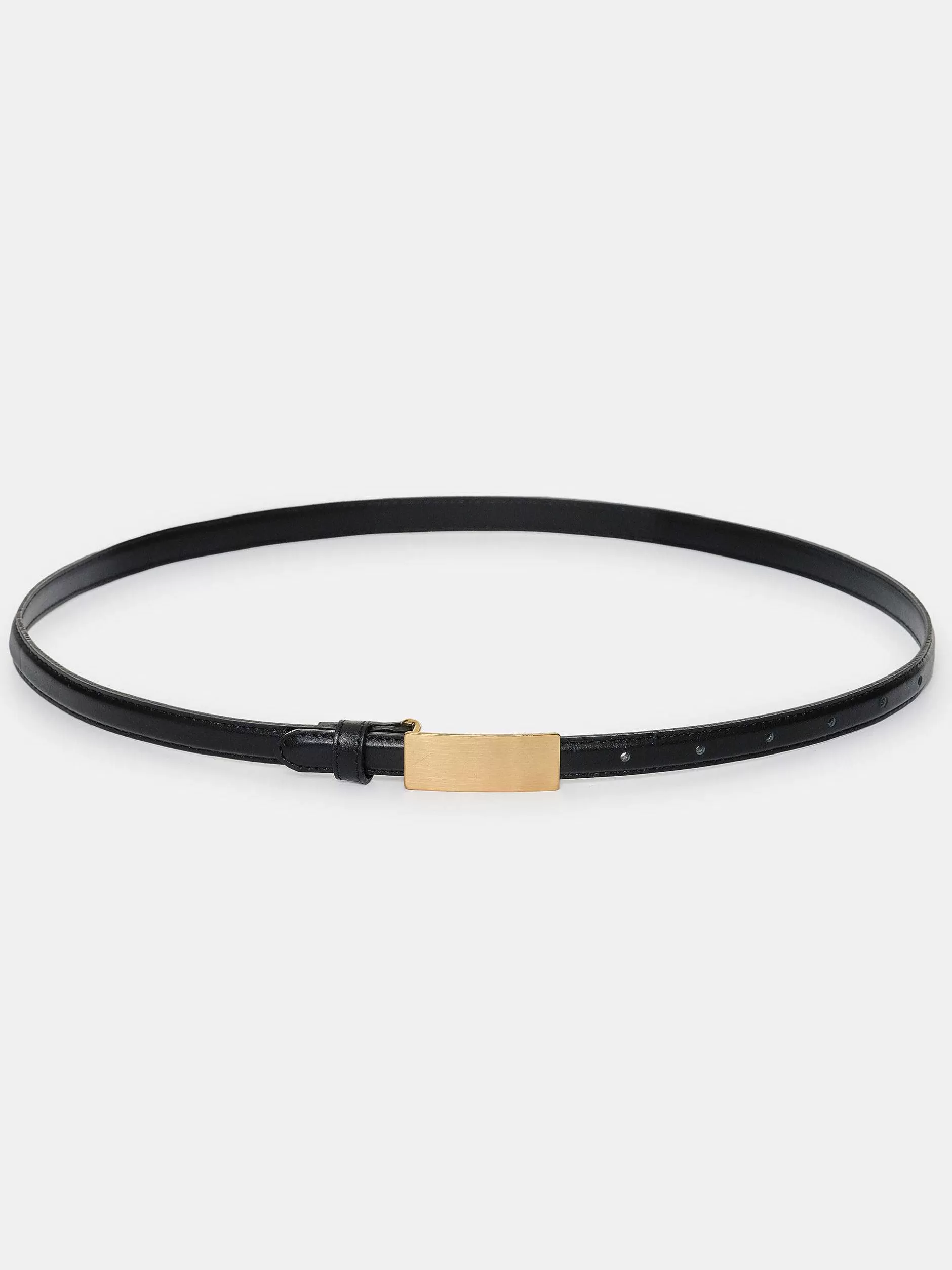 Discount Leren Riem Met Plaatgesp, Zwart Vrouwen Accessoires