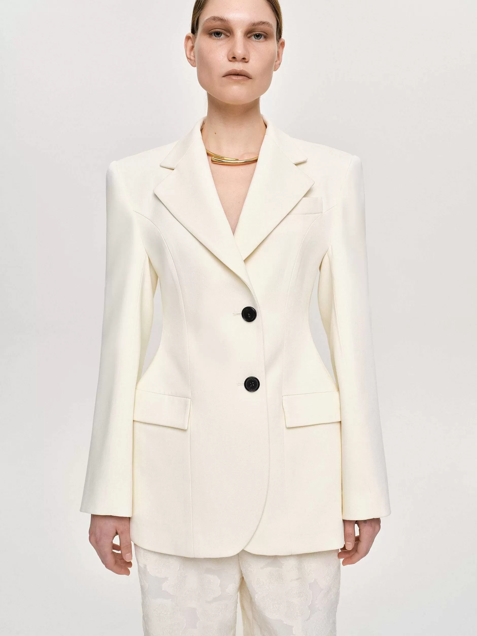 Fashion Poldo Zandloperblazer, Creme Vrouwen Kleding