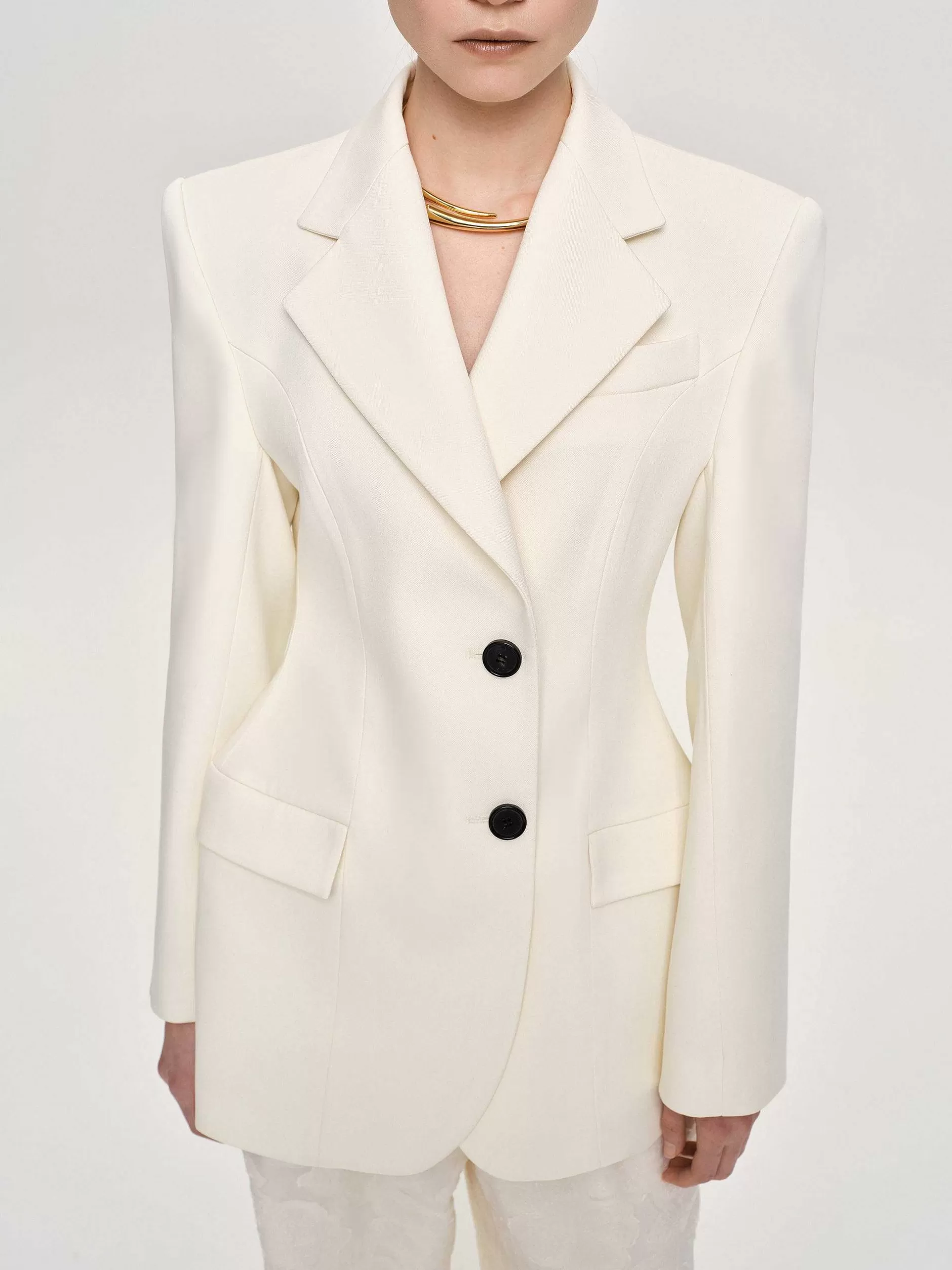 Fashion Poldo Zandloperblazer, Creme Vrouwen Kleding