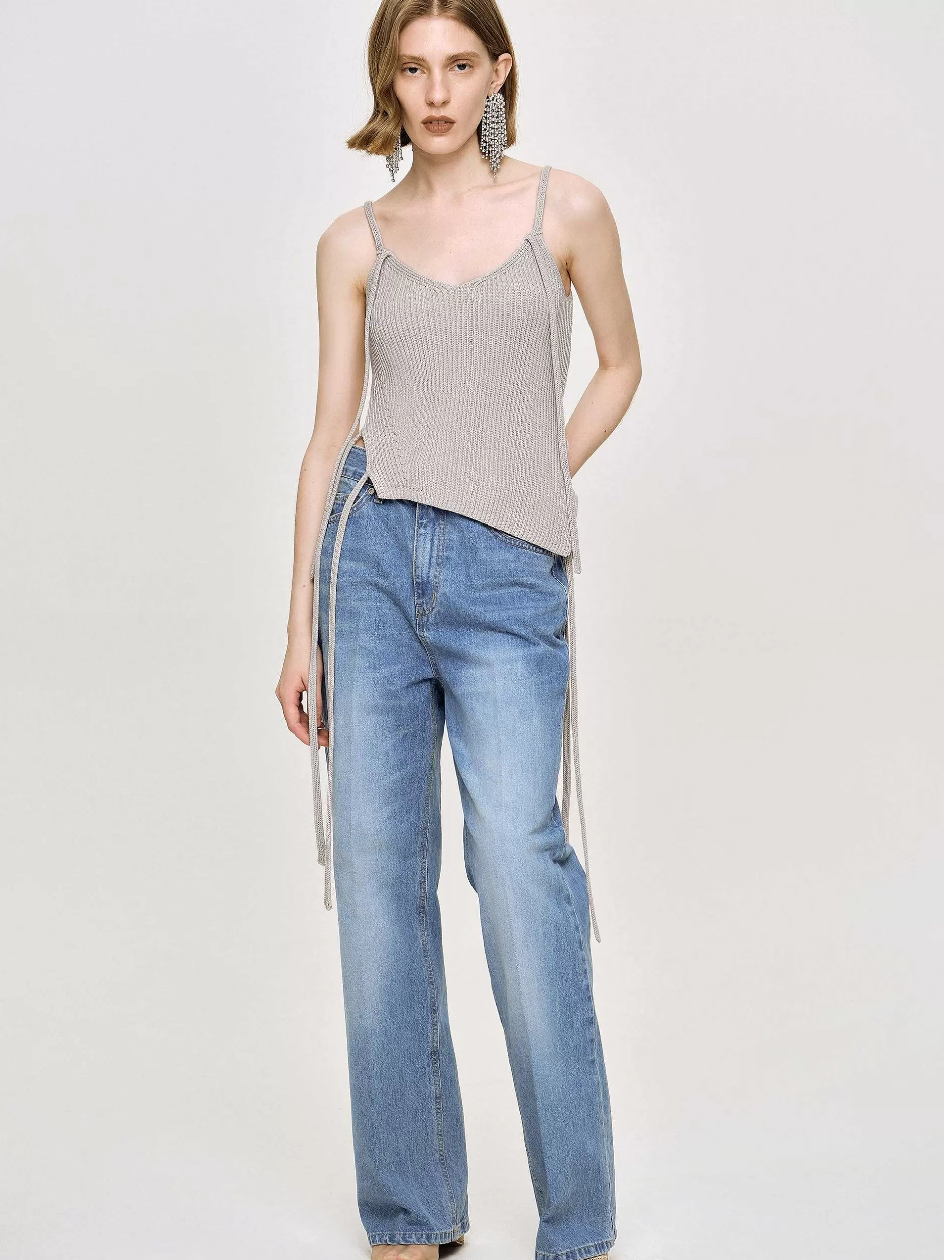 Outlet Relaxte Rechte Jeans, Middenwassing Vrouwen Kleding