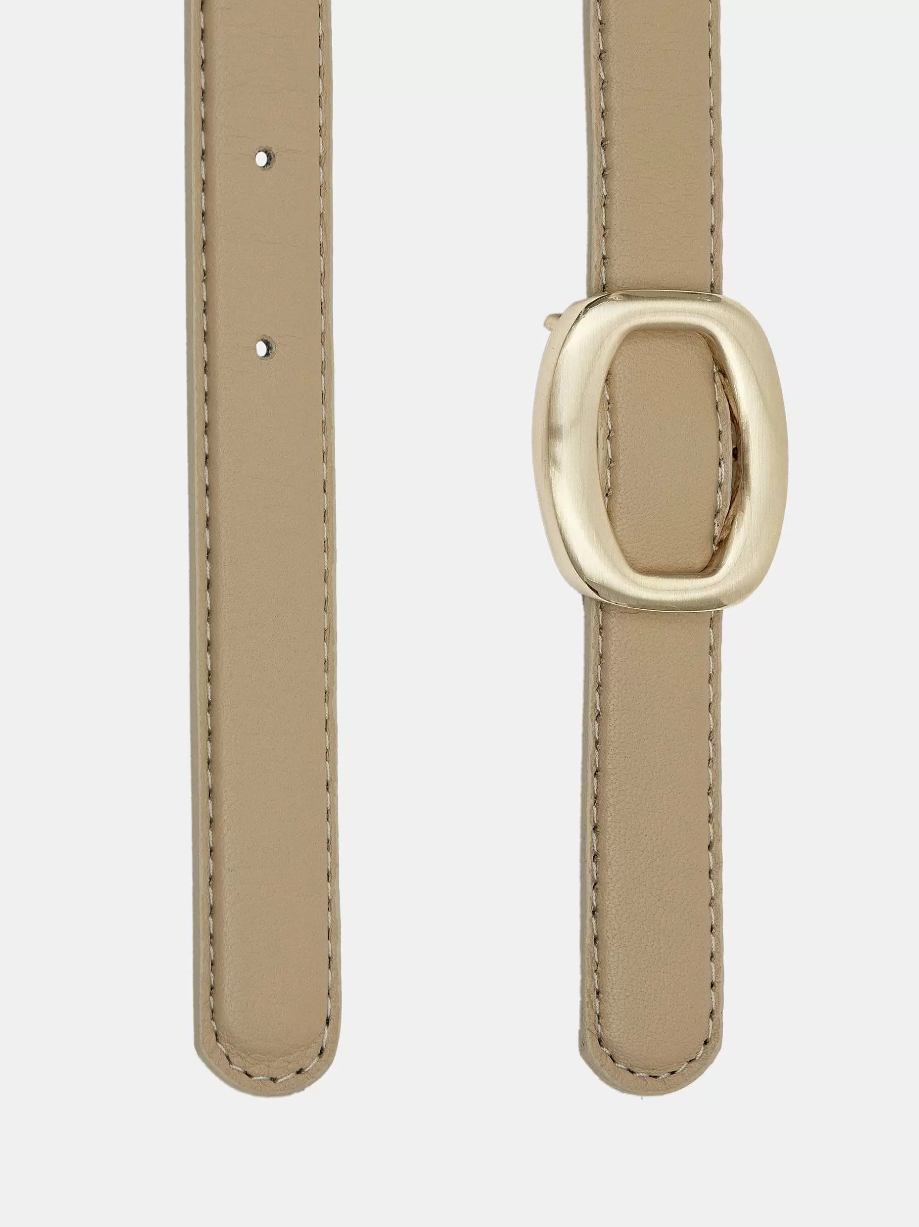 Flash Sale Ronde Zeshoekige Leren Riem, Beige/Goud Vrouwen Accessoires