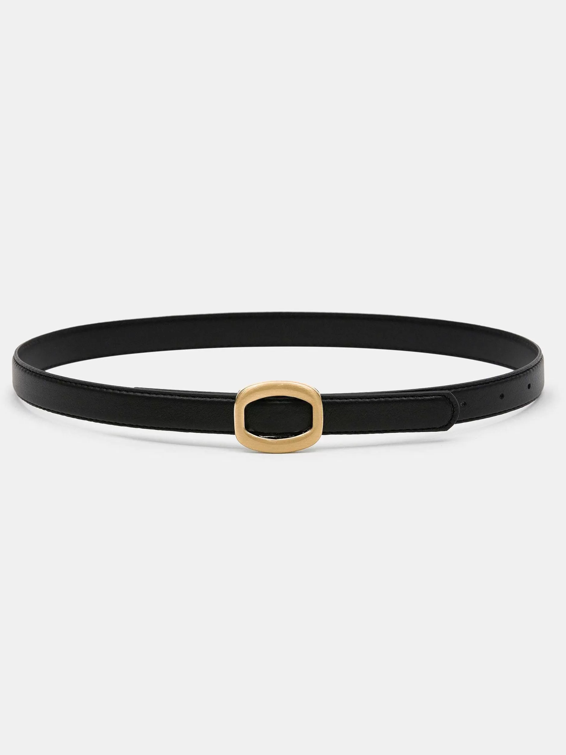 Cheap Ronde Zeshoekige Leren Riem, Zwart/Goud Vrouwen Kleding