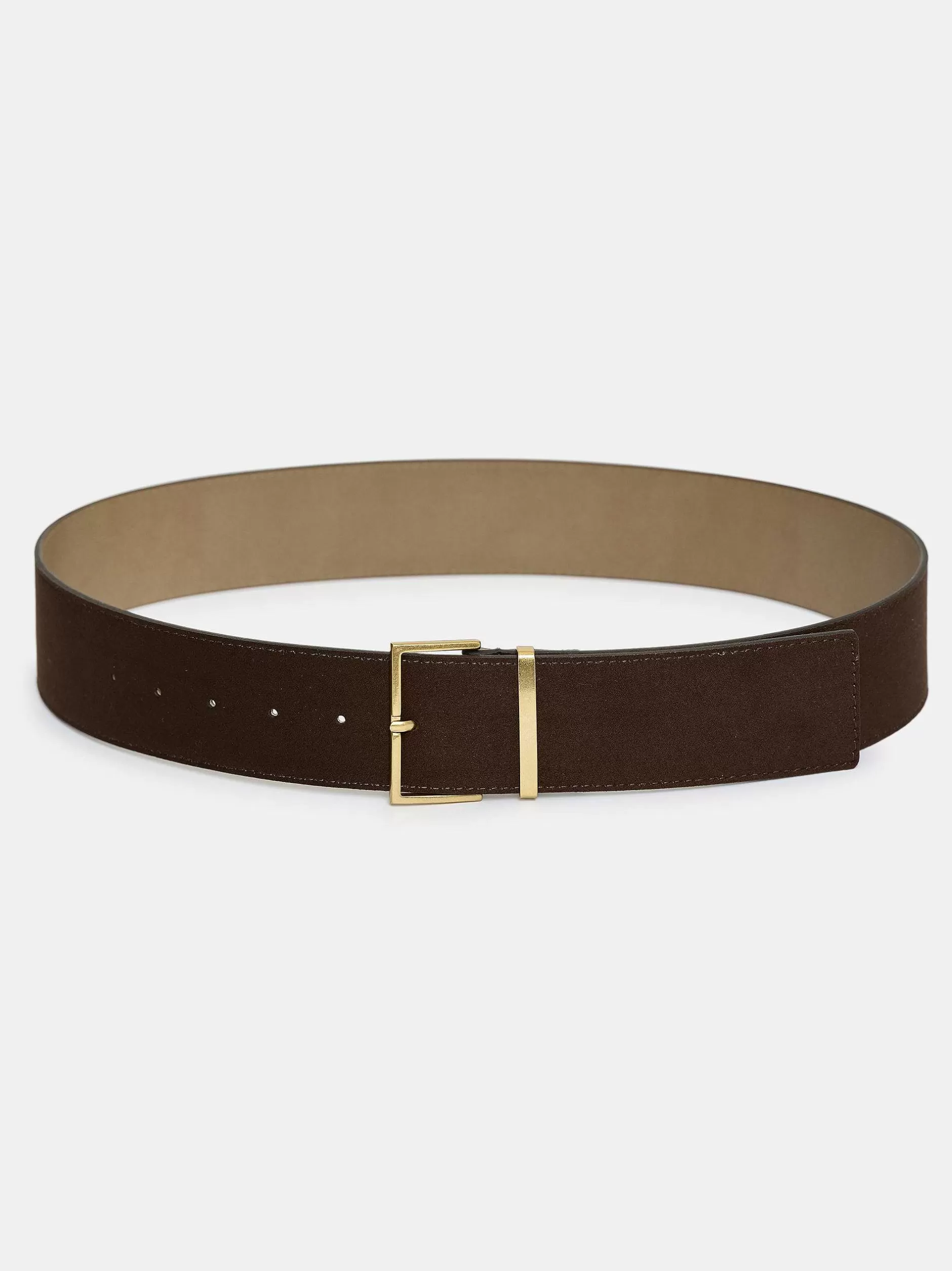 Clearance Suede Riem Met Vierkante Gesp, Espresso Vrouwen Accessoires